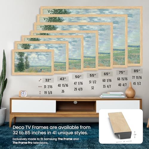 Frame My TV Deco TV Frames - Museum Maple Slim Frame Compatible ONLY with Samsung The Frame TV and Pro (65", Fits 2021-2025) - Thumbnail 6