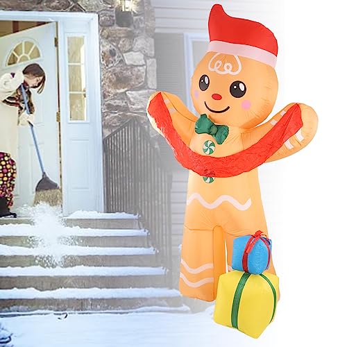 Moda LED Iluminado Gingerbread Man Decoração Inflável Multifuncional, Material Durável, Iluminação B