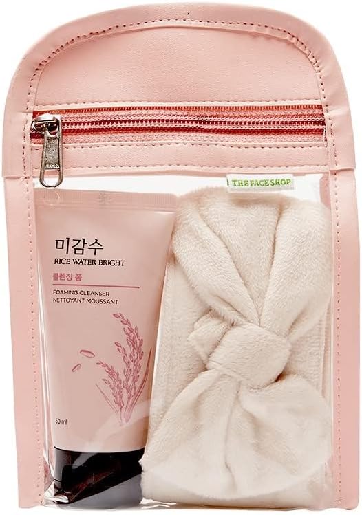The Face Shop Rice Water Bright Foaming Face Wash 50ml, Face Wash for Glowing Skin, Cleanser for Uneven Skin Tone, Korean Skin Care Products, Face Wash For Oily skin