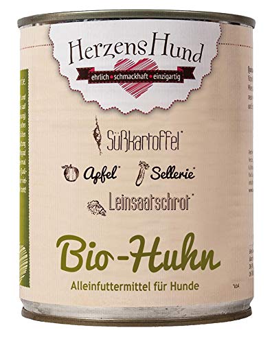 Produktbild von HerzensHund Bio Nassfutter Huhn mit Süßkartoffel - 6 x 800 g