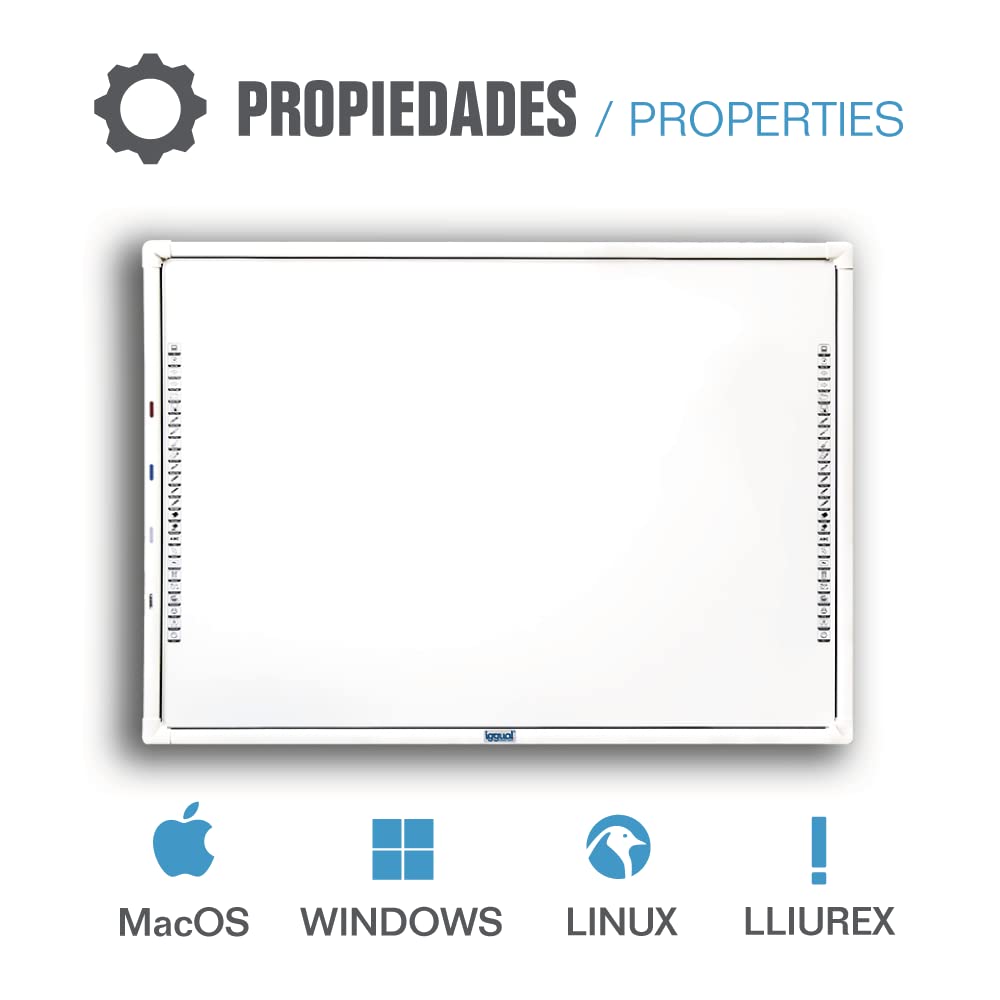 iggual Pizarra Blanca Interactiva IRIS 86” (4:3)- Tecnología Infrarrojos- Pantalla Táctil 10 Puntos de Contacto- Compatible Windows/Mac/Linux- Ideal Empresas y Educación (10 Usuarios Máximo.)