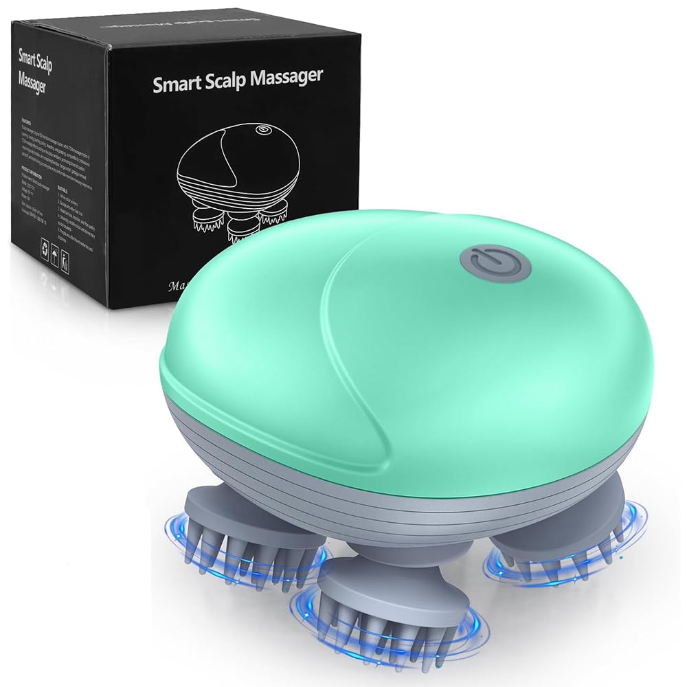 Upgraded Handheld Pet Massager for Dogs and Cats, Electric Cat Massager Dog with 4 Rotatable Heads, Three Modes, for Relieving Tight Stiffness Muscles, Promote Bonding (Green)