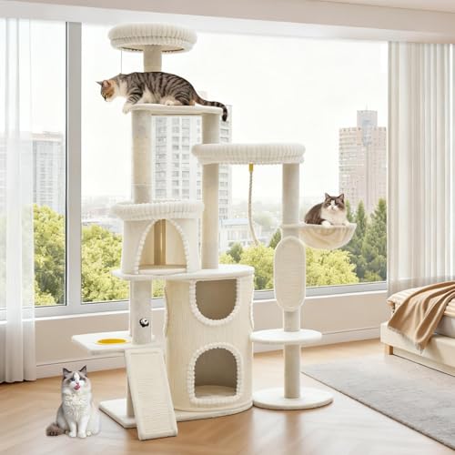 Torre para Gatos Grande UWELLPETS 68" de Alto Beige