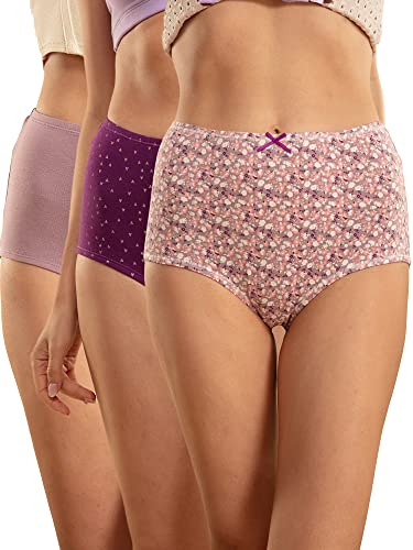 Image of NYKD NYP104 High Rise Stretch Cotton Full Coverage Full Brief with Consealed Waistband-Pack of 3