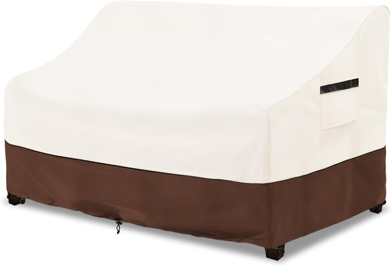 Patio Sofa Covers,100% Waterproof 3-Seater Outdoor Loveseat/Bench Cover,Patio Furniture Covers,78" Wx 38" Dx 35" H,Beige&Brown