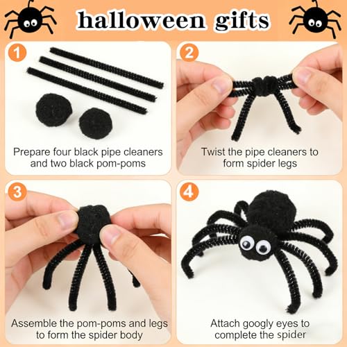 Image of Black Pipe Cleaners for Crafts,200PCS Pipe Cleaner,Craft Supplies,Arts and Crafts,Chenille Stems for DIY Halloween Decor Indoor,Christmas Decorations,Kids Crafts Toys for Ages 5-7,limpia Pipas