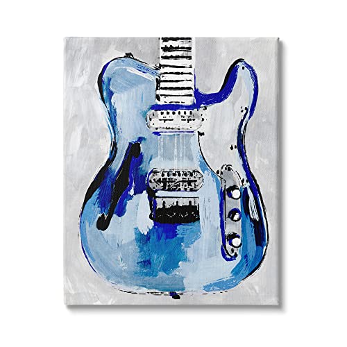 Stupell Industries Abstract Rockstar Guitar Modern Painting Blue Grey, Design