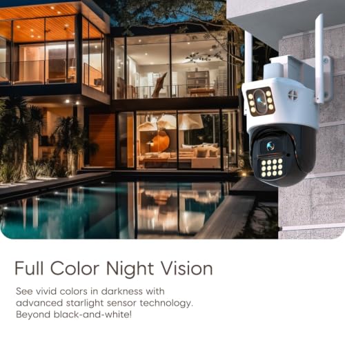 Image of VSTARCAM Dual Lens Outdoor Security Camera, 2K UHD WiFi Camera for Home Security with Auto Tracking & Fixed View, Full Color Night Vision, PIR Motion Detection, 2-Way Audio, IP66, SD /Cloud Storage