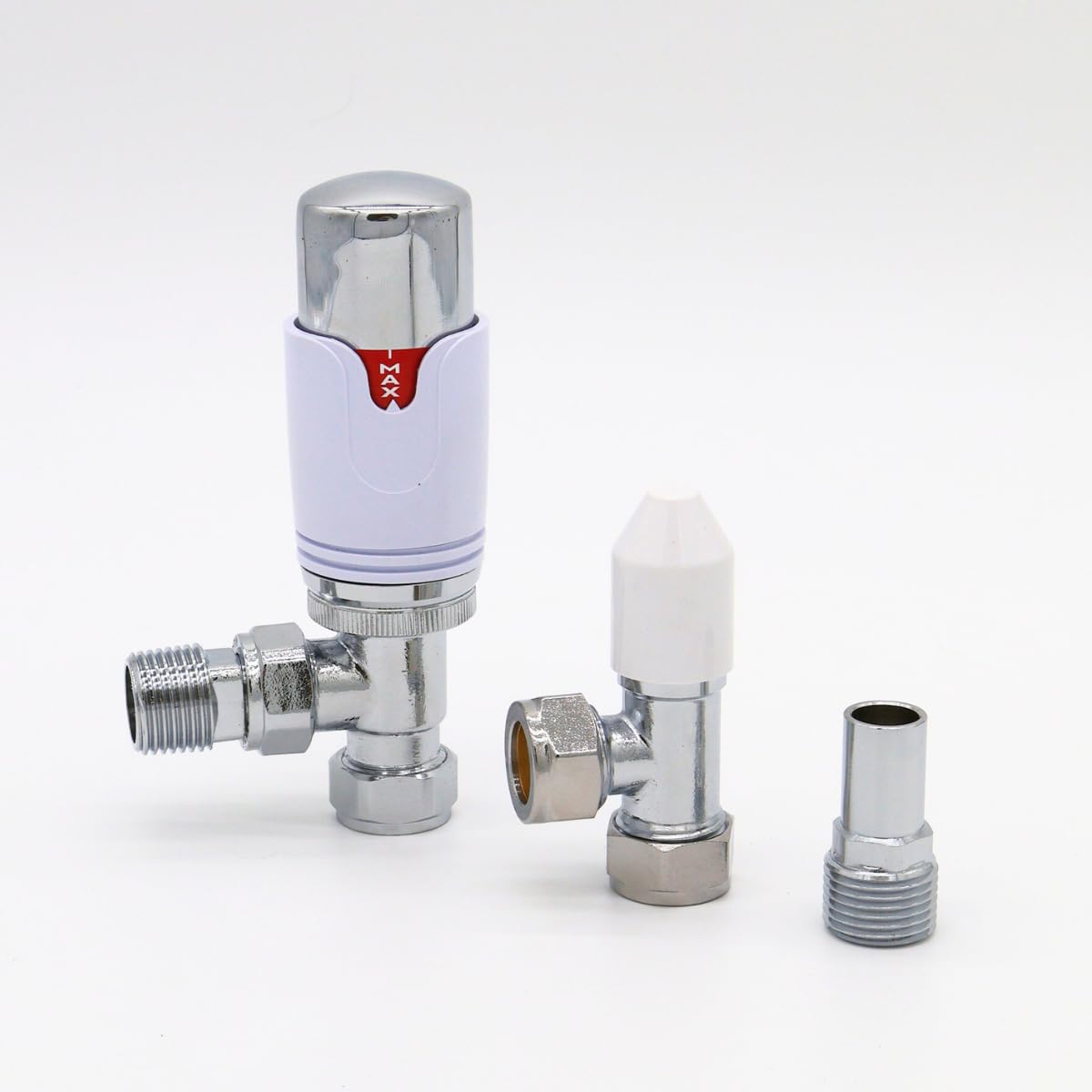 Plumb Bliss Modern Thermostatic TRV Valve (15mm x 1/2") Angled with Lockshield (5)