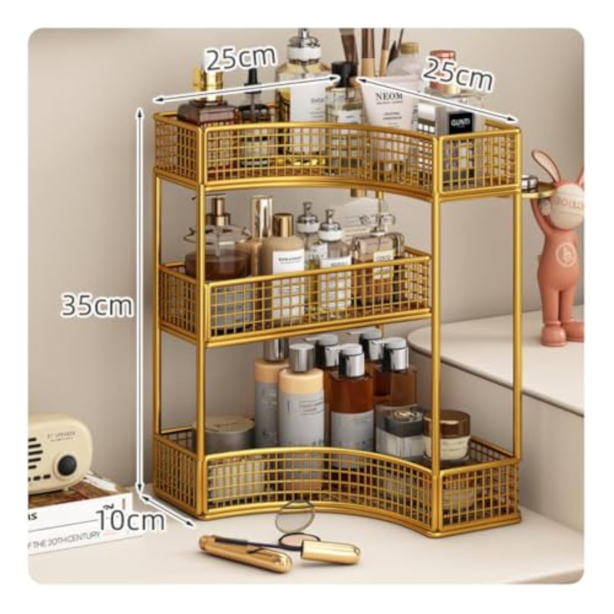 Freestanding Desktop Cosmetics Organizer Rack, Iron Grid