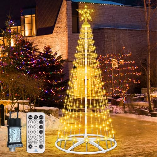 Weihnachtsbaum Metall Groß Kegelform 250 LED Lichterbaum 12 Modi...