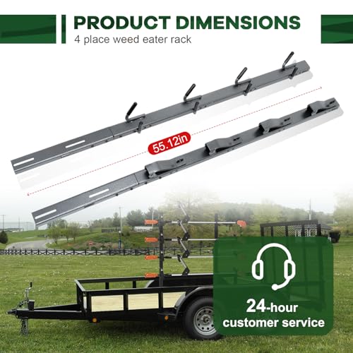 ELITEWILL 4 Place Weed Eater Racks for Open Trailers Trimmer Rack Weedeater Rack for Trailer Landscape Truck Holder Lawn Equipment Accessories w/Lock