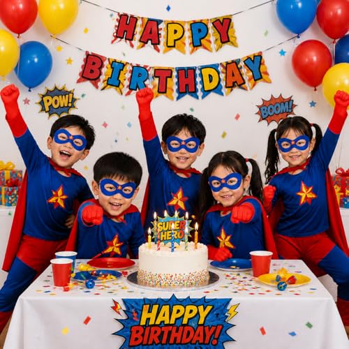 Image of superhero costumes for kids | Blue Red Full Sleeve T-Shirt & Track Pants | Kids Fancy Dress for Birthday Party, School Function for age group 3 to 8 yrs