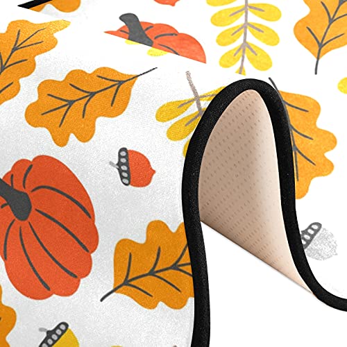 Autumn Pumpkins Leaves Runner Rug Fall Maples Corn Thanksgiving Kitchen Laundry Rugs Bath Mats Doormat Non Slip Area Rug Soft Floor Door Mats Home Decor 72X24 Inch #TOP5