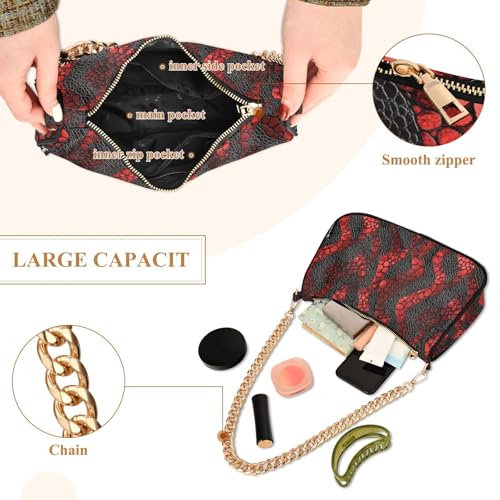 Sac à main tendance en cuir de serpent pourpre avec texture riche