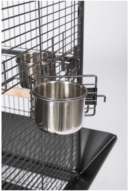 HomeStock Bird Cage with Dome Top - Spacious Bird Habitat & Sleek Design Black Hammertone/24 L x 22" W x 59.5" H