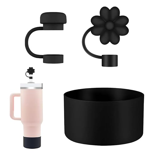 ZIBUYU® Silicone Cup Sleeves and Straw Caps Set for Stanley Water Bottles, Anti-Slip Protective Grip Covers with Leak-Proof Straw Tips, Durable Food-Grade Material, Hydration Accessory(No cup)