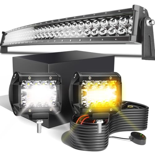 5D Curved 52Inch Led Light Bar+2X 4Inch Amber...