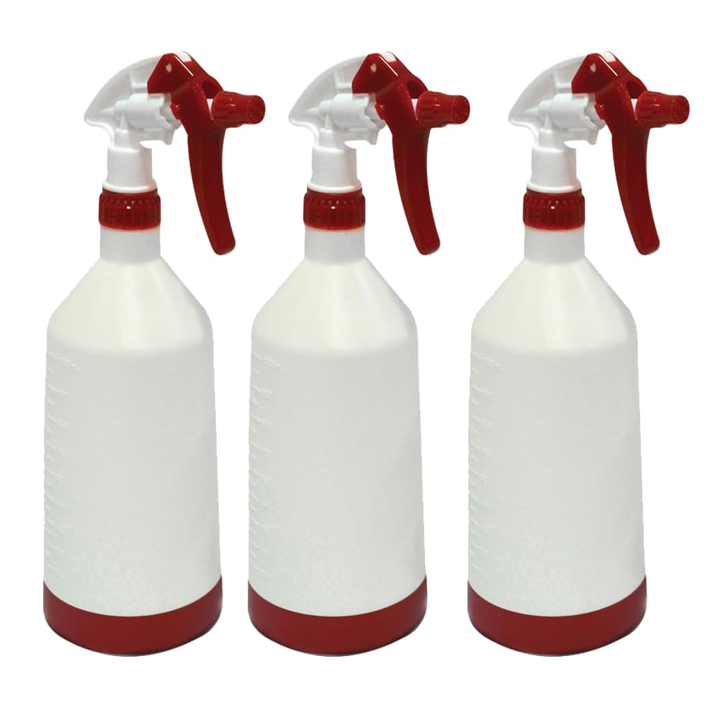 ECO CAREPlastic Spray Bottle, 1 Liter with Adjustable sprayer head to modify spraying pressure & breadth (Pack of 3)