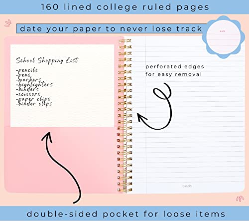 Ban.do Rough Draft Mini Spiral Notebook, 9" X 7" With Pockets And 160 Lined Pages, I Am Very Busy #TOP1