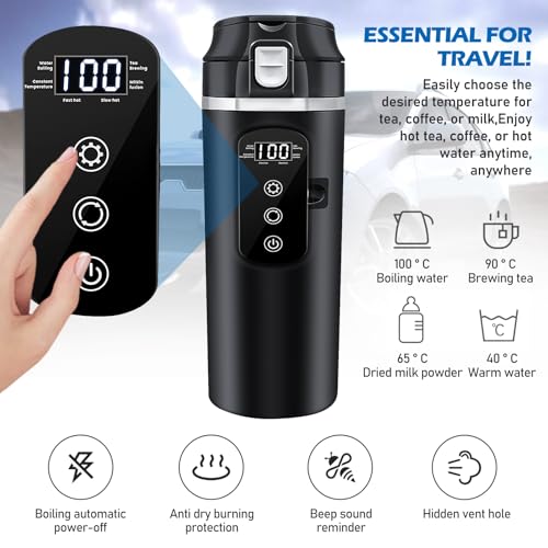 Hervidor eléctrico de viaje para coche con pantalla LCD y selector térmico 7