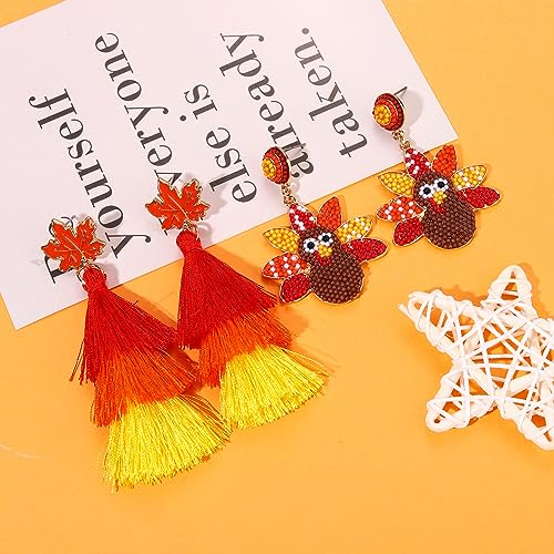 Thanksgiving-Fall-Earrings-for-Women-Beaded-Maple-Leaf-Pumpkin-Turkey-Earrings-Handmade-Gobble-Drop-Dangle-Earrings-Autumn-Fall-Gifts-Holiday-Party-Accessory