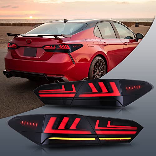 Letsdate Smoke Led Tail Lights Assembly Compatible For Toyota Camry 2018 2019 2020 2021 2022 2023 Tailights For 18-23 Camry Reverse Brake Turn Signal Light With Start-Up Sequence, Plug & Play (1 Pair) #TOP3