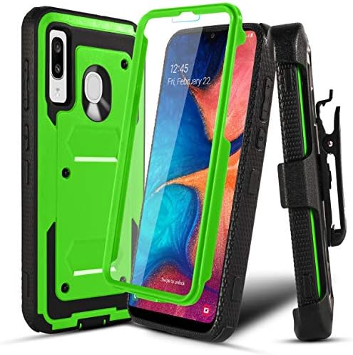 Numy Samsung Galaxy A20/A50/A30 Case,[Buit-in Screen Protector][Shockproof] Hybrid Heavy Duty Case with Swivel Belt Clip-Green