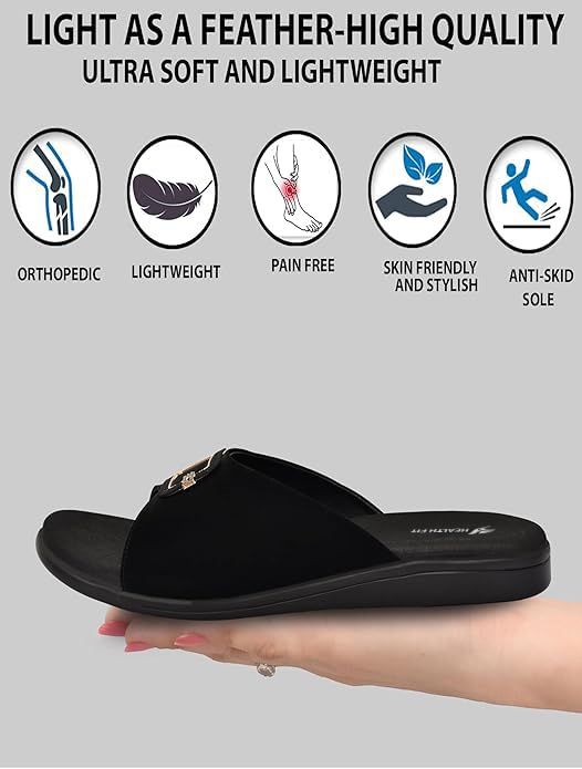 Image of HEALTH FIT EXTRA SOFT Women's Comfortable Memory Foam Doctor Slippers /Flip-Flops|Fashionable Casual & Stylish|Lightweight & Breathable|Outdoor Synthetic Casual Chappals Sandals Ladies & Girls HF27