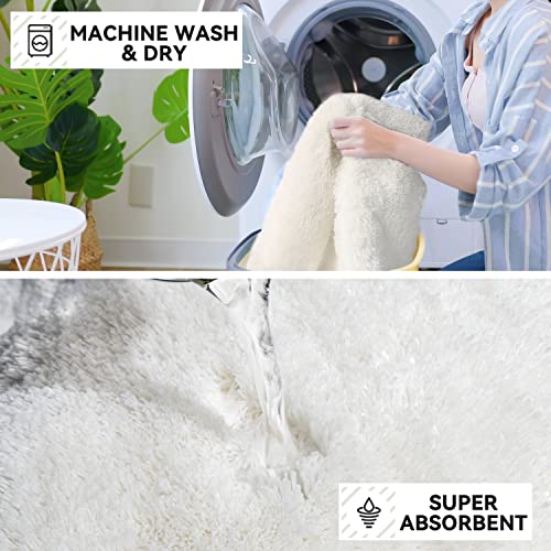 Nymphia Bathroom Rug Runner White Long Bath Mat Absorbent Non-Slip Soft Shaggy Bath Rugs For Bathroom Machine Washable Bathroom Mats Thick Plush Carpet For Shower Room Modern Home Decor 24 X 60 Inch #TOP5