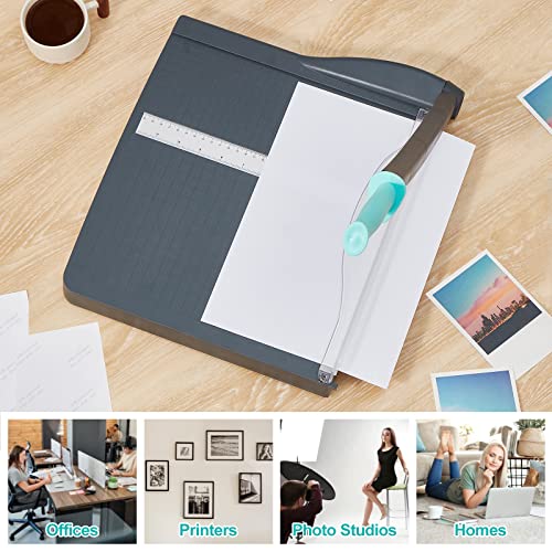 ISDIR 12 Inch Paper Trimmer with Automatic Security Safeguard and Side Ruler for A4, Craft Paper, Label, Photo and Cardstock - Ideal for Scrapbooking and DIY Projects(Black) (Gray) - Thumbnail 7