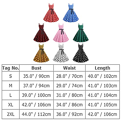 IDOPIP Women's Vintage 1950s Retro Rockabilly Audrey Dress Polka Dot Sleeveless Cocktail Evening Party Swing Dress with Belt - Image 8