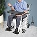 4-in-1 Folding Bedside Commode Chair, Rolling Shower Wheelchair with Arms, 4 Wheels, Detachable Bucket, Toilet Brush, Height Adjustable, Padded Mobile Toilet Chair