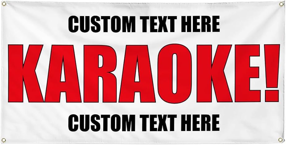 Custom Vinyl Banner Multiple Sizes Karaoke! Outdoor Advertising Printing Social Clubs Outdoor Weatherproof Industrial Yard Signs 4 Grommets Personalized Text Here 16x40Inches
