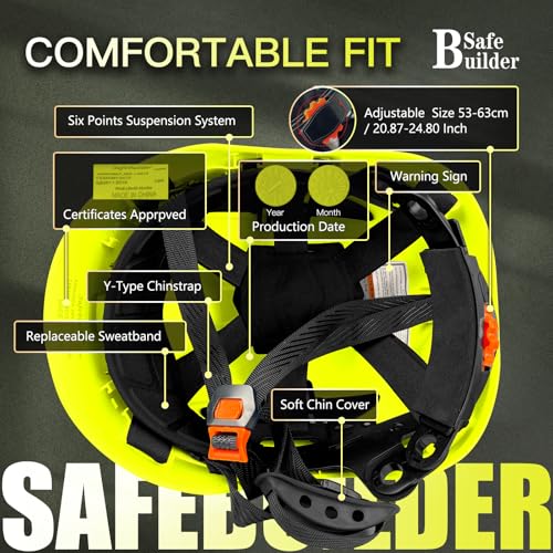 Construction Safety Helmet ABS Hard Hat Adjustable Ventilation System Hardhats Industrial Work Head Protection for Men Certified ANSI/ISEA Z89.1 - Image 5