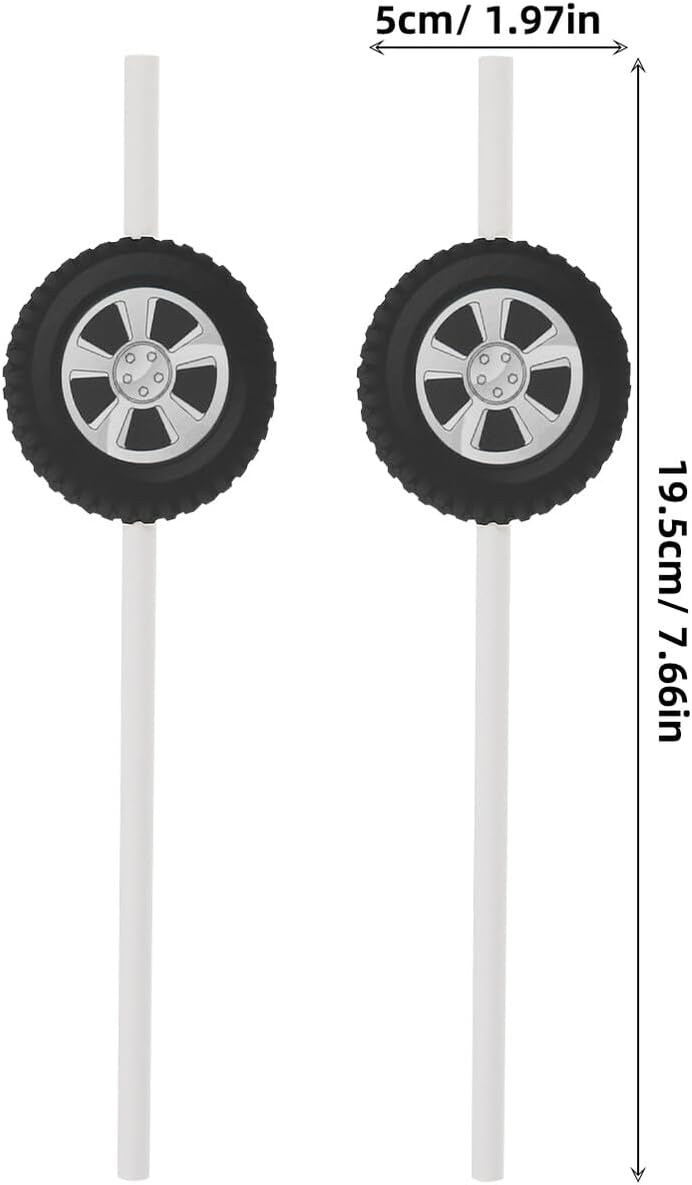 20pcs Tire Paper Straws Disposable Decorative Drinking Straws for Birthday Party Wedding Cocktails Beverage Use