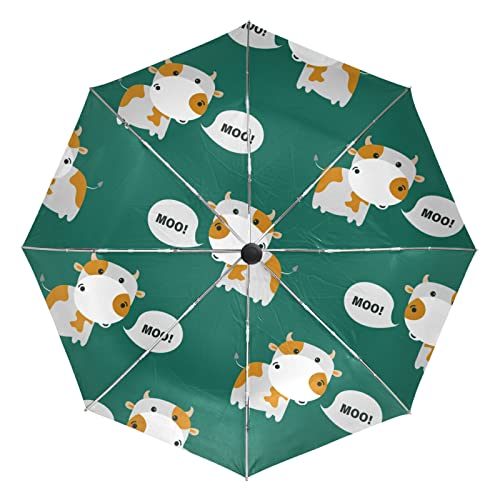 Parapluie pliant automatique coupe-vent mignon bébé animal vache
