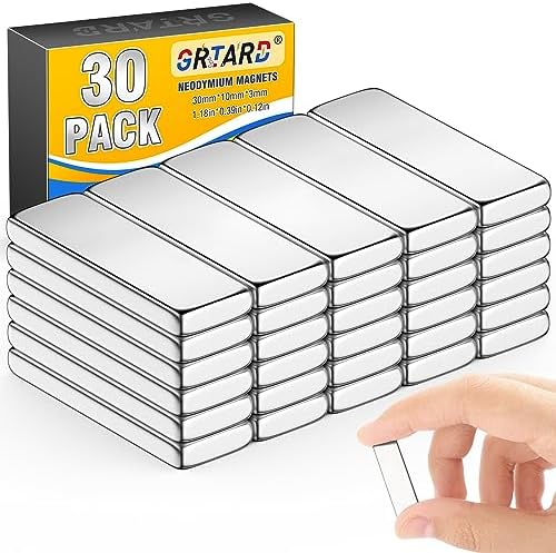 Grtard 30 Pack Strong Neodymium Magnets, 30x10x3mm Heavy Duty Magnets Bar