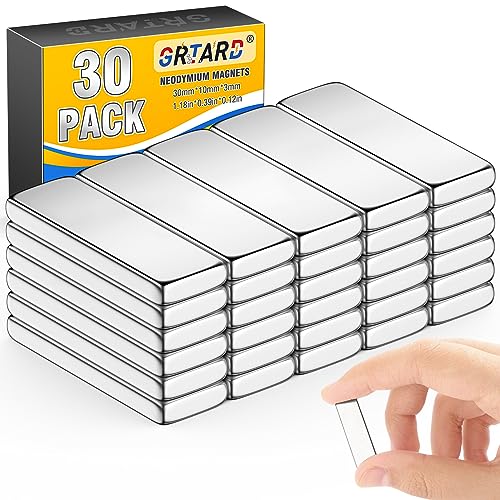 Image of Grtard 30 Pack Strong Neodymium Magnets, 30x10x3mm Heavy Duty Magnets Bar | Heavy Duty Magnets Bar Rectangular Rare Earth Magnet for Fridge, Home Organization, Photos, Postcards, Iron Tools