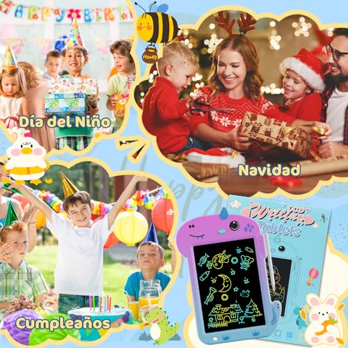 Tablet de Escritura LCD, Electight Tablet Escritura Pantalla Colorido, Juguetes Educativo con Borrable y Bloqueo Función, para Niñas y Niños de 3 4 5 6 7 Años, Morado Degradado - imagen 7