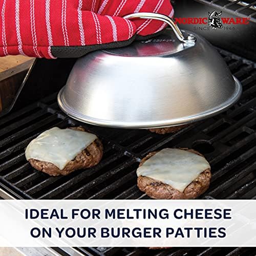 Nordic Ware 365 Indoor/Outdoor Cheese Melting Dome, Dome to Melt Cheese on Burgers, Dome for Melted Cheese, Aluminium Cheese Melter made in the USA, Silver