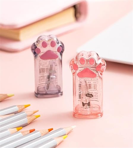 Miniatura 5 de Lindo sacapuntas de pata de gato rosa Kawaii suministros escolares premio estudiante regalo para niños, lindo sacapuntas