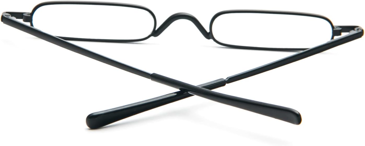 MMOWW Mini Compact Reading Glasses for Men Women - Superlight Metal Pocket Readers with Portable Pen Cases (Black +2.5) - Image 4