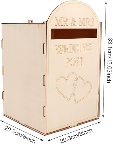 Miniatura 2 de Caja de madera para tarjetas de boda con cerradura, buzón de boda, caja de regalo de bricolaje, caja de recepción para recuerdos de fiesta, baby