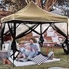 Gazebo Mosquito Net OKYUK 2024 Gazebo Universal Replacement Mosquito Netting Outdoor Canopy 4 Panel Screen Walls with Zipper for 10 x 10 Gazebo Garden Patio Backyard Mosquito Net Only Black