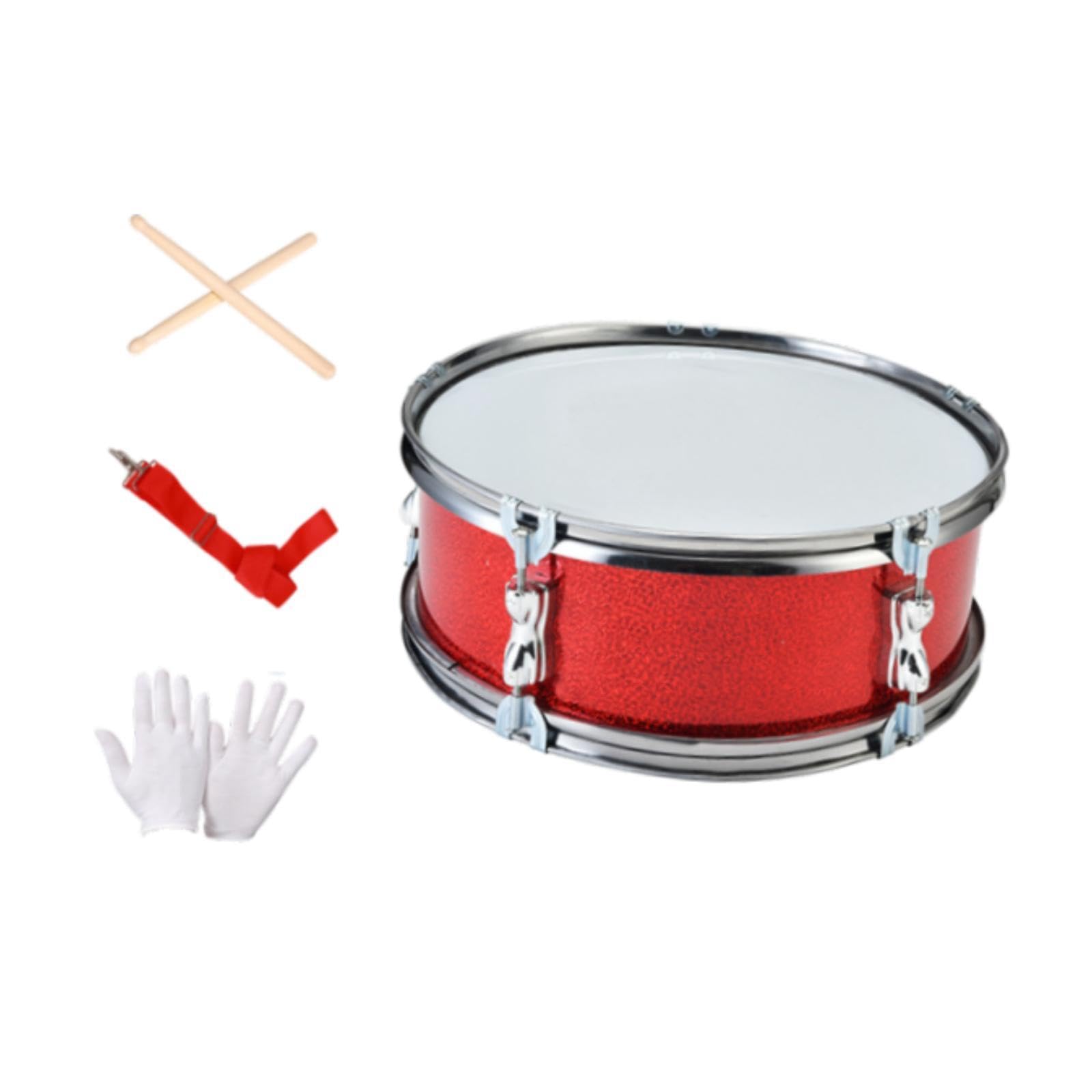 Generic Snare Drum de Percusión para Estudiantes Incluye Tambor Correa Ajustable Baquetas Y Guantes Fabricados en Acero Inoxidable Y Poliéster Adecuado para F, Spring Drum 14in