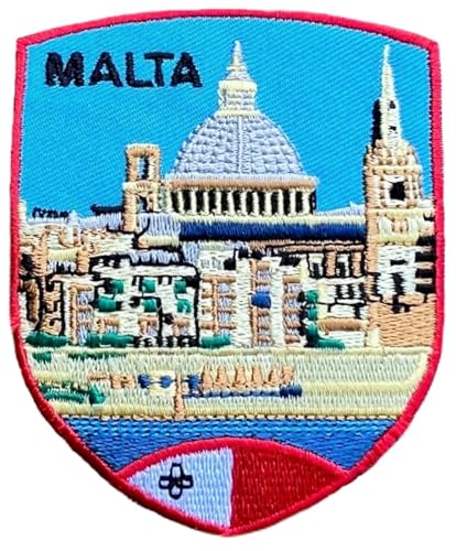Écusson brodé drapeau de Malte (7,6 cm) - Écusson thermocollant ou à coudre - Emblème souvenir de voyage - Parfait pour vestes, chapeaux, sacs à dos,...