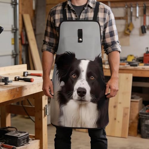 Delantal de trabajo Border Collie con bolsillos negro miniatura 5