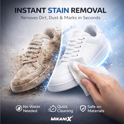 Image of MIKANIX Shoe Shine Wipes | Shoe Cleaning Wipes for Sneakers & Leather Shoes | Instant Shoe Cleaner Wet Wipes | Portable Shoe Polish Wipes