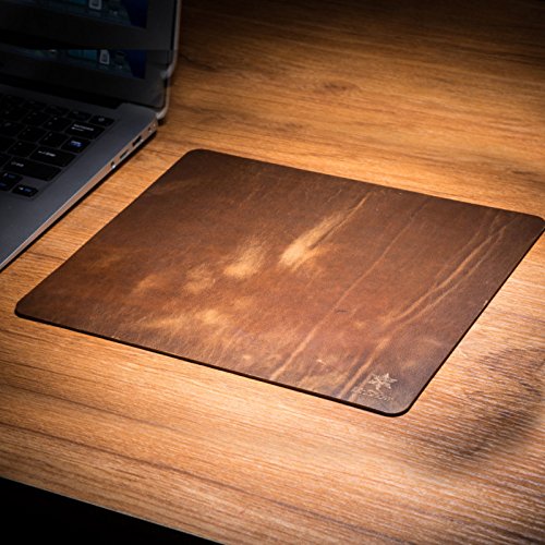 Tapis de souris de jeu en cuir marron pour bureau épuré